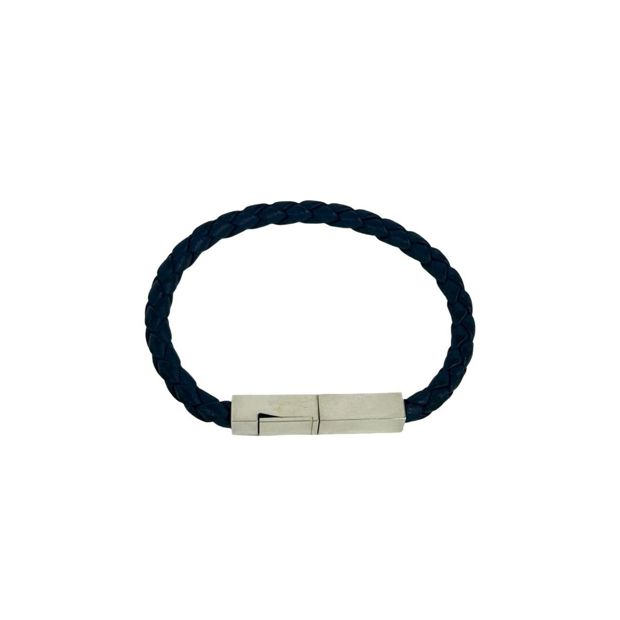 Bottega Veneta Intrecciato Leather Bracelet, Genuine Leather, Sterling Silver...